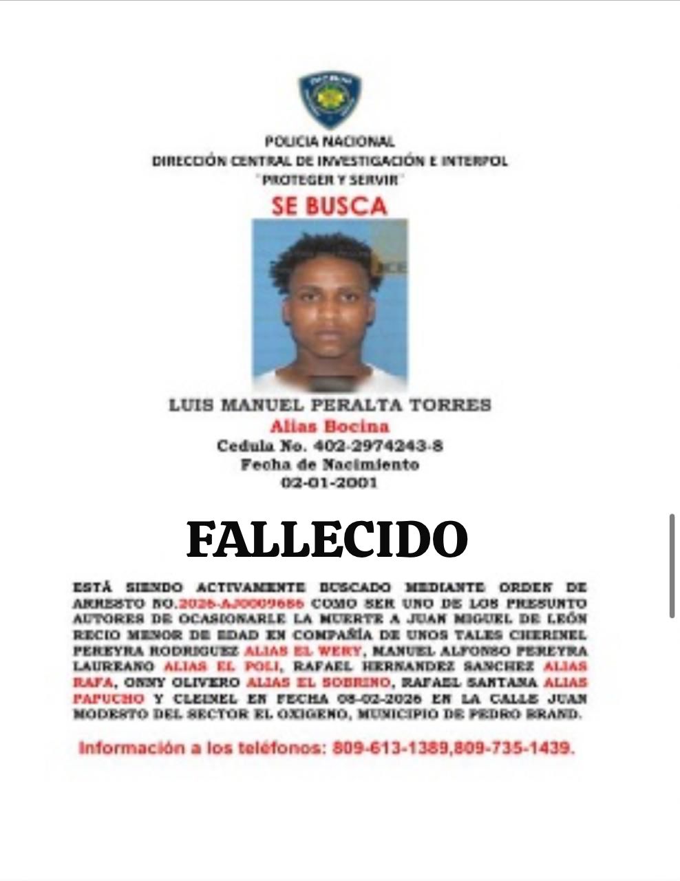 Captura de “Bocina”: Homicidio en el país