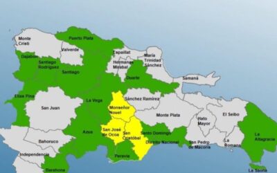 Mapa mostrando alertas por lluvias en RD del COE