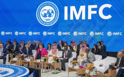 Gráfica del gasto militar global y su impacto económico según el FMI.