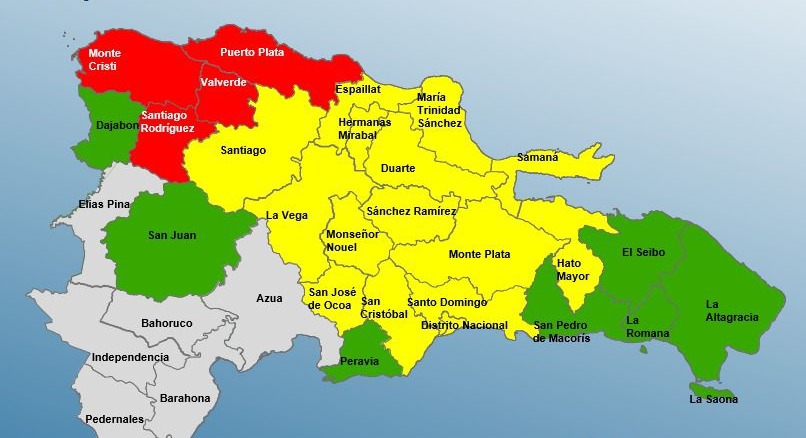 Mapa de provincias en alerta roja por lluvias según COE