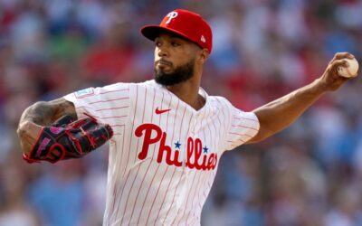 Cristopher Sánchez lanzando en la MLB 2026, candidato al Cy Young.